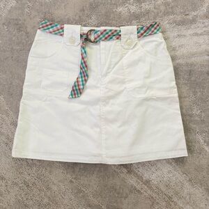 White Skirt with Plaid Belt